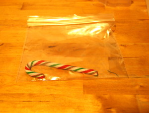 Candy cane in bag